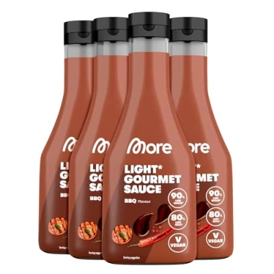 Abbildung von MORE Light Gourmet Sauce, BBQ, 4 x 285 ml, kalorienreduzierte Soße, ohne Zuckerzusatz und unnötigem Fett