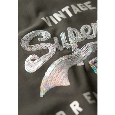 Abbildung von Superdry Embellished VL Graphic Tshirt print, Damen, Größe: 36, Washed black