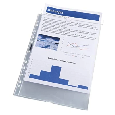 Abbildung von Exacompta 31048E 2er Pack Kunststoff Prospekthüllenblöcke Standard mit je 25 Hüllen für DIN A4 Einkerbung an der Oberseite zum einfachen Einlegen von Dokumenten glasklar