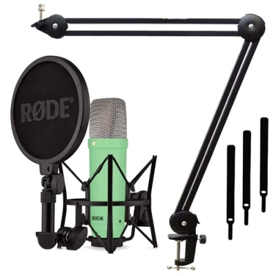 Abbildung von Rode NT1 Signature Green Studio Mikrofon Grün + keepdrum MS138 Gelenkarm Stativ Schwarz