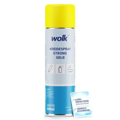 Abbildung von wolk Kreidespray strong gelb 500 ml langhaltende Bodenmarkierungen pflanzenverträglich wasserlöslich temporäre Boden Markierungen bis zu 100m Markierungsweg bei 5cm Strichbreite Spraydose