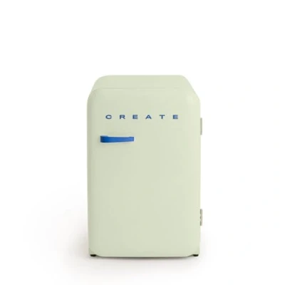 Abbildung von CREATE / RETRO FRIDGE 83.5 COBALT/Kühlschrank in Pastellgrün, Griff Kobaltblau 98W, niedriger Verbrauch, 2 Ablagen, Temperaturregler, Flaschenhalter, 56x54x84cm