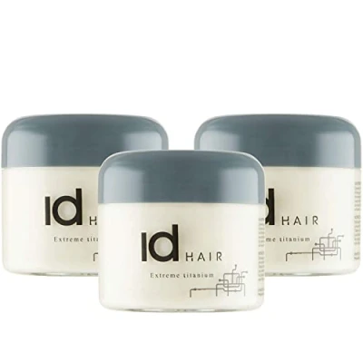 Abbildung von IdHAIR Extreme Titanium: Professionelles Mudwachs für stylisches Kurzhaar Starker Halt, Glanz und Textur Einfach auszuspülen Parabenfrei 3 X 100 ml