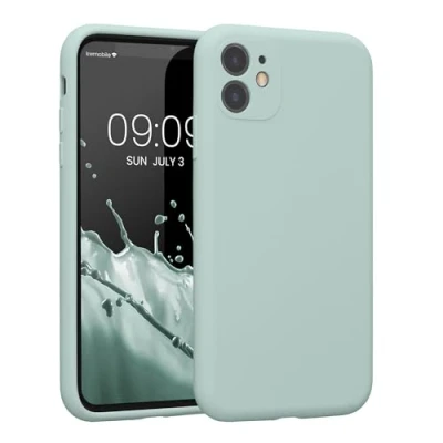 Abbildung von kwmobile Handyhülle kompatibel mit Apple iPhone 11 Hülle gummierte Handy Case aus Silikon in Cool Mint