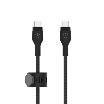 Abbildung von Belkin BoostCharge Pro Flex geflochtenes USB C/USB C Ladekabel, IF zertifiziert zum Schnellladen mit Power Delivery PD für iPhone 16, 15, Galaxy S24, Pixel, iPad, MacBook, 1 m Schwarz
