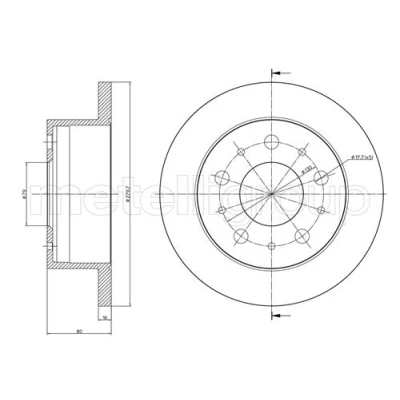 Abbildung von METELLI 23 0912C Bremsscheibe 280,0 16,0 5 79,0 voll lackiert FIAT: Ducato III Kastenwagen, Pritsche / Fahrgestell, Bus