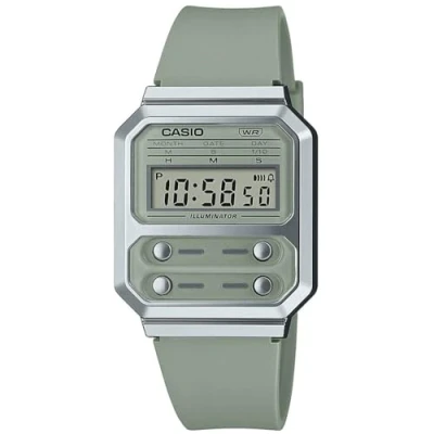 Abbildung von Casio A100 Silicone Digitaluhr, Größe: One Size, Greyish green