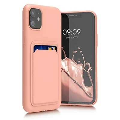 Abbildung von kwmobile Handyhülle kompatibel mit Apple iPhone 11 Hülle Handy Cover Fach für Karten in Grapefruit Pink
