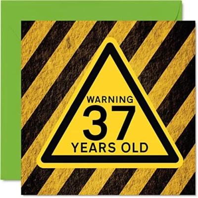 Abbildung von Stuff4 Lustige Geburtstagskarte zum 37. Geburtstag für Männer und Frauen Warnung Happy Birthday Karte Vater, Mutter, Sohn, Tochter, Bruder, Schwester, Onkel, Tante, Cousin, 145 mm x