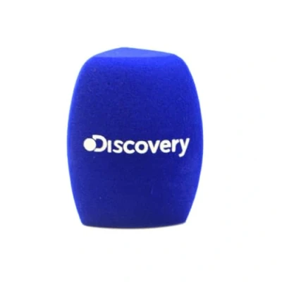Abbildung von 2 Packung Individuelles Logo auf Mikrofon Schaumstoff Windschutzscheiben, Handgriff Schaumstoffabdeckungen, Windschutzscheiben mit Logo, bedruckt für TV Interview, Broadcast Mikrofone (blau)