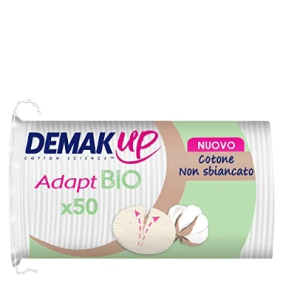 Abbildung von Demak&#039;Up Adapt Bio Wattepads zum Abschminken Gesicht und Augen 100% natürliche organische ungebleichte Baumwollfasern GOTS zertifiziert 50 Baumwolle