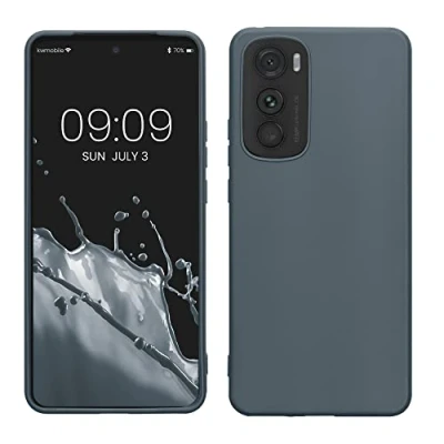 Abbildung von kwmobile Hülle kompatibel mit Motorola Edge 30 weiches TPU Silikon Case Cover geeignet für kabelloses Laden Dunkler Schiefer