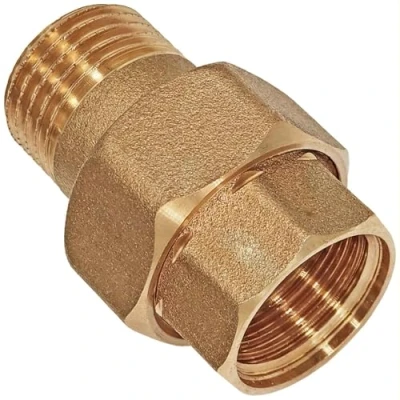Abbildung von Verschraubung mit 1 Zoll Innengewinde und Außengewinde konisch dichtend 1&quot; IG AG Gewinde Schraub Fitting aus Messing