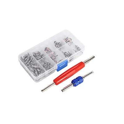 Abbildung von easy klima 134a gas kältemittel set,Klimaanlagenventile,Klimaanlagen Ventil,Kfz Werkzeug,Schrader Ventil Klimaanlage,Klimaanlage R134A,102Pcs Sortiment A/C R134A / R12 Refrigeration Reifen Vent