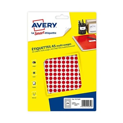Abbildung von Avery Box mit 2940 Mehrzweck Etiketten, 8 mm, Rot