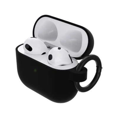 Abbildung von OtterBox Soft Touch Kopfhörer Hülle für AirPods 3. Gen 2021, stoßfeste, sturzsichere, ultraflache, kratz und abriebfeste Schutzhülle Apple AirPods, inklusive Karabiner, Schwarz