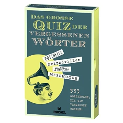 Abbildung von moses. Das große Quiz der vergessenen Wörter, 333 Wortperlen, die wir vermissen werden, ideale Geschenk für Wortakrobaten und Sprachliebhaber, 75 Karten in einer Schuberbox, Erwachsene