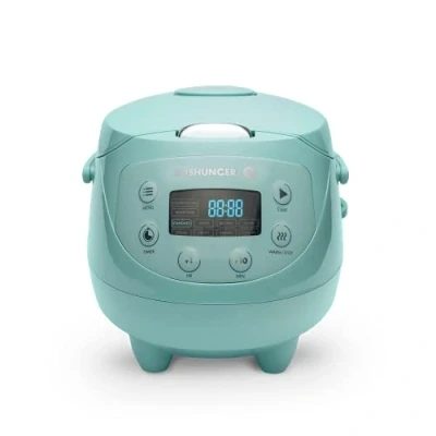 Abbildung von Reishunger Reiskocher Digitaler Mini Reiskocher, 350 W, Dämpfeinsatz, Messbecher, Reislöffel, Timer und Warmhaltefunktion