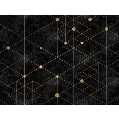 Abbildung von living walls Fototapete &quot;The Wall&quot;, Gold Optik Geometrisch grafisch, Modern Tapete Schwarz