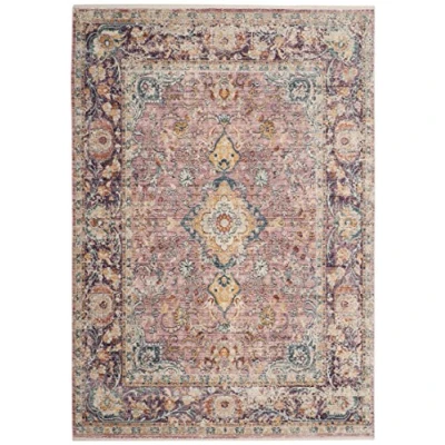 Abbildung von SAFAVIEH Traditionell Teppich für Wohnzimmer, Esszimmer, Schlafzimmer Illusion Collection, Kurzer Flor, Lila und Multi, 91 X 152 cm