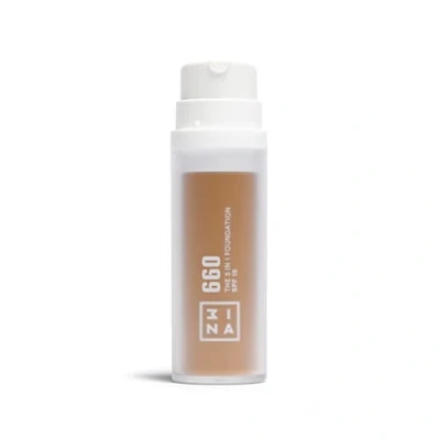 Abbildung von 3INA MAKEUP The 3 in 1 Foundation 660 Bräunen mit Unterton Gelb Grundierung Concealer &amp; SPF15 Vitamin C Vegan Cruelty Free