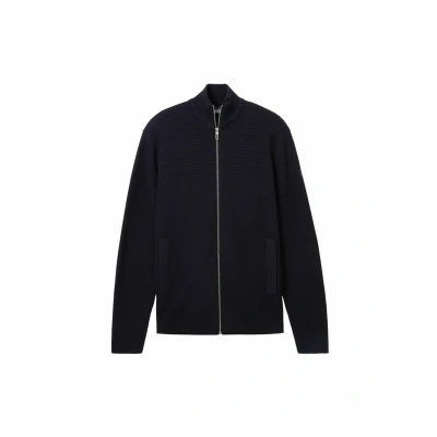 Abbildung von TOM Tailor Structure MIX Strickjacke, Herren, Größe: 3XL, Knitted navy melange