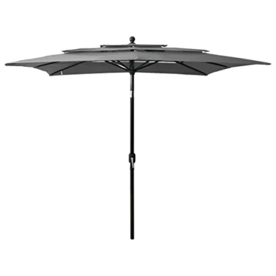 Abbildung von vidaXL Sonnenschirm mit Aluminium Mast 3 lagig Ampelschirm Gartenschirm Marktschirm Strandschirm Kurbelschirm Schirm Anthrazit 2,5x2,5m
