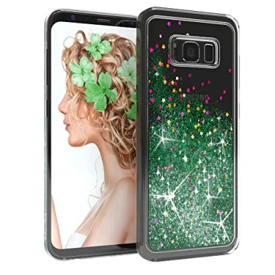 Abbildung von EAZY CASE Hülle kompatibel mit Samsung Galaxy S8 Schutzhülle Flüssig Glitzer, Handyhülle, Schutzhülle, Back Cover Glitter Flüssigkeit, aus TPU/Silikon, Transparent/Durchsichtig, Grün