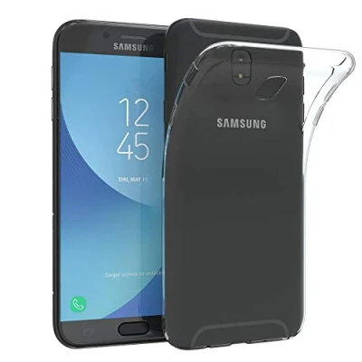 Abbildung von EAZY CASE Hülle kompatibel mit Samsung Galaxy J7 (2017) Schutzhülle Silikon, Ultra dünn, Slimcover, Handyhülle, Silikonhülle, Backcover, Durchsichtig, Klar Transparent