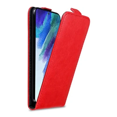 Abbildung von Cadorabo Hülle kompatibel mit Samsung Galaxy S22 Plus Flip Design aus Premium Kunst Leder Klappbare Stoßfeste Magnetische Cover für Tasche in Rot
