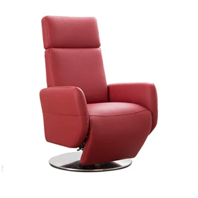 Abbildung von Cavadore TV Sessel Cobra mit 2 E Motoren / Elektrischer Fernsehsessel Fernbedienung Relaxfunktion, Liegefunktion Ergonomie S Belastbar bis 130 kg 71 x 108 82 Echtleder Rot