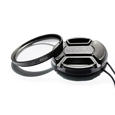 Abbildung von 49 mm mehrfach beschichteter UV Schutzfilter &amp; Objektivdeckel kompatibel für Canon M50II M100 M6 mit EF M 15 45 Objektiv, Sony SEL 18 55 Objektiv (1+1 Pack)