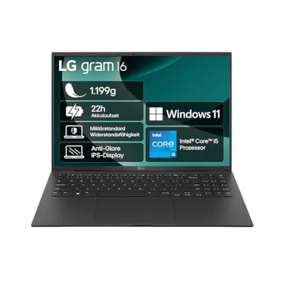 Abbildung von LG, 16 Zoll, gram, LG Notebook, 40.6cm, Intel i5, 16GB DDR4, 1TB Dual SSD, Garantie 24 Monate, 2560 x 1600, Dolby Atmos, 16Z90RU G.AA58G