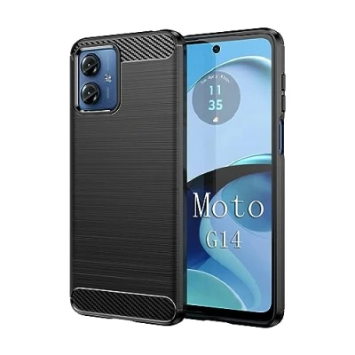 Abbildung von betterfon Hülle für Motorola Moto G14 Handyhülle Carbon Outdoor Handy Tasche in Schwarz