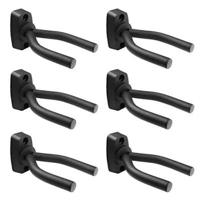 Abbildung von Fousenuk 6 stück Gitarrenhalter Wandhalter, Gitarren Haken Schwarz Gitarrenständer Wand Halterung, Wandhalterung für Akustikgitarre, klassische Gitarre, E Bass, Ukulele
