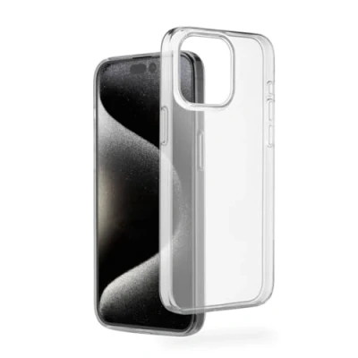 Abbildung von Hama Hülle für iPhone 15 Pro (Handyhülle, Schutzhülle Rückseite, Case, Kratzfest, extra Schutz Kamera und Display, Wireless Charging kompatibel, transparent, Slim, dünn) durchsichtig