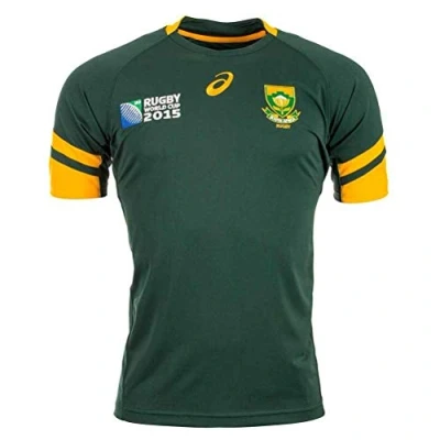 Abbildung von Asics Herren Springboks Home Short Sleeve T Shirt Bottle Green/Flasche Grün, 2 X Große