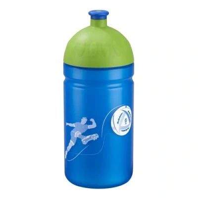 Abbildung von Step by Trinkflasche „Soccer Ben“ auslaufsicher, spülmaschinenfest, BPA frei, für Schule, Kindergarten, heiße und kohlensäurehaltigen Getränke, 0,5L, blau grün