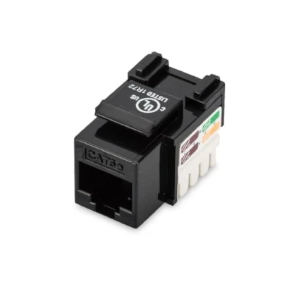 Abbildung von DIGITUS Keystone Modul Cat 5e Ungeschirmt RJ45 Buchse 100 MHz 1GBase T AWG 26 22 Werkzeugfreie Montage Schwarz