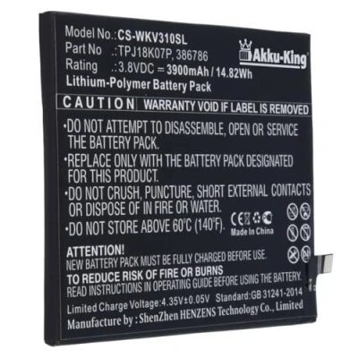 Abbildung von Akku kompatibel mit Wiko TPJ18K07P Li Polymer 3900mAh für View 3 Pro Y80