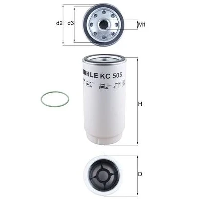 Abbildung von MAHLE ORIGINAL KC 505D Kraftstofffilter Anschraubfilter MERCEDES BENZ: ACTROS MP4, ANTOS, ATEGO 3