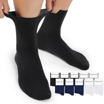 Abbildung von Mowenti Diabetiker Socken Herren ohne Naht Diabetikersocken Damen Gummibund Baumwolle 10Er Pack 35 38 Schwarz Weiß Grau Blau Herrensocken Damensocken
