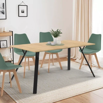 Abbildung von IDMarket Esstisch, rechteckig, YSEULT, für 6 Personen, Holz und Schwarz, Industriedesign, 160 cm
