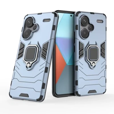 Abbildung von Hülle für Xiaomi Redmi Note 13 Pro Plus Drehbar Ringhalter Cover Magnet Bumper Handyhülle Case Stoßfest Doppelschichter Schutzhülle Outdoor Shock Absorption Mit Ring (Marineblau)