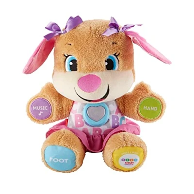 Abbildung von Fisher Price Lernspaß Hundefreundin Sprechendes, Singendes Kuscheltier Baby Spielzeug 6 Monate+ Interaktiver Hund Lernspielzeug Geschenk Mädchen &amp; Jungs, Version: UK Englisch ,FPP51