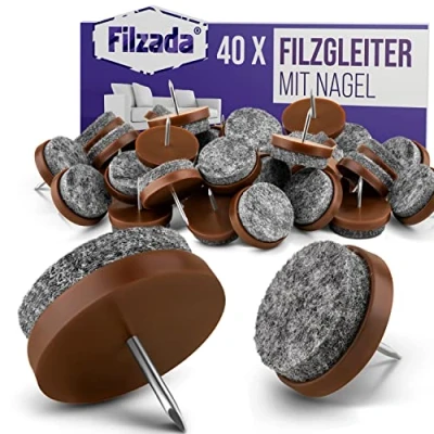 Abbildung von Filzada Filzgleiter 40x Nagel Ø20mm Filz Möbelgleiter zum Nageln Stuhlgleiter