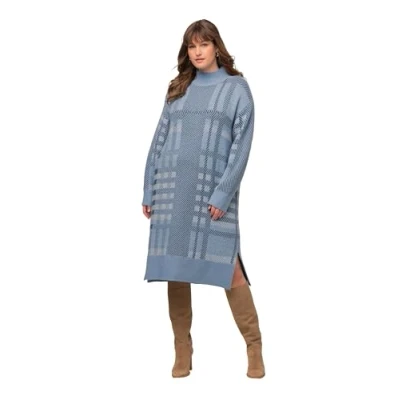 Abbildung von Ulla Popken Strickkleid, Damen, Größe: 50/52, Hellblau