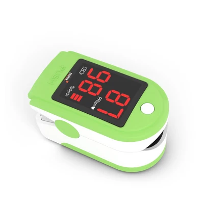 Abbildung von Pulox PO 100 Pulsoximeter mit LED Anzeige, inkl. Hardcase, Batterien, Schutzhülle, Nylontasche und Trageband Grün
