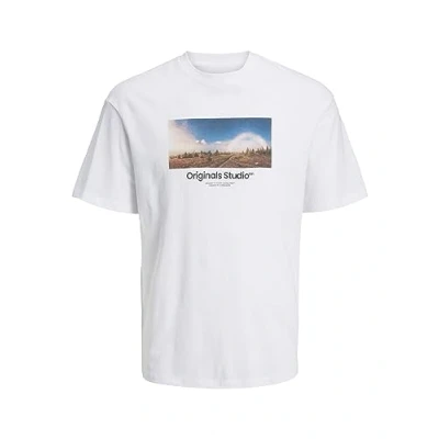 Abbildung von Jack &amp; Jones Jorvesterbro Photo TEE Tshirt print, Herren, Größe: Large, Bright white