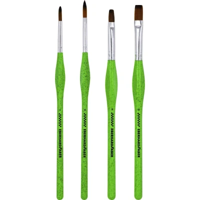 Abbildung von Eberhard Faber 579927 Synthetik Pinselset Green Winner, 2 Rundpinsel und Flachpinsel